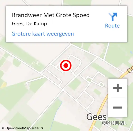 Locatie op kaart van de 112 melding: Brandweer Met Grote Spoed Naar Gees, De Kamp op 20 juni 2021 00:48