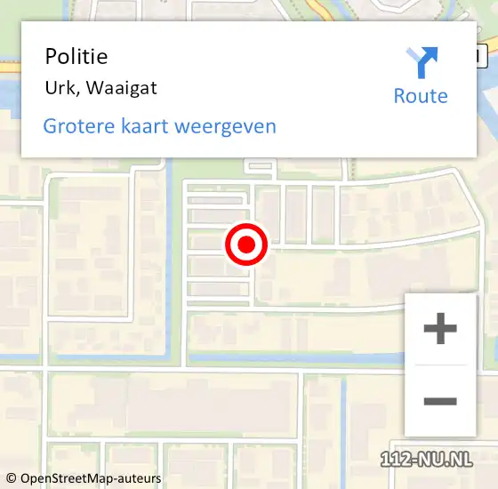 Locatie op kaart van de 112 melding: Politie Urk, Waaigat op 20 juni 2021 00:50