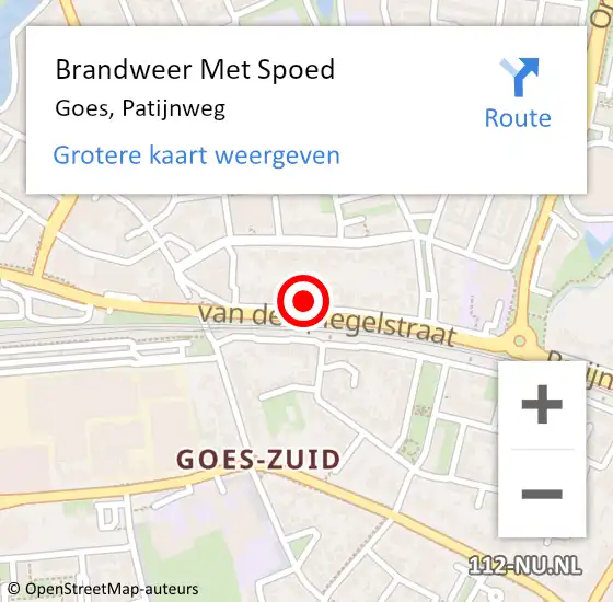 Locatie op kaart van de 112 melding: Brandweer Met Spoed Naar Goes, Patijnweg op 20 juni 2021 00:53