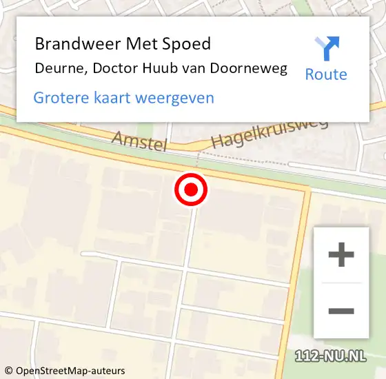 Locatie op kaart van de 112 melding: Brandweer Met Spoed Naar Deurne, Doctor Huub van Doorneweg op 20 juni 2021 00:59