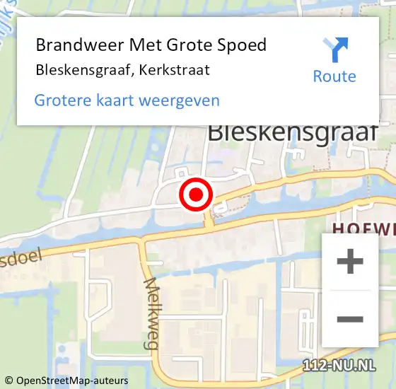 Locatie op kaart van de 112 melding: Brandweer Met Grote Spoed Naar Bleskensgraaf, Kerkstraat op 20 juni 2021 01:07