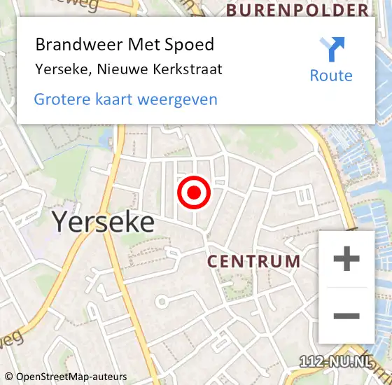 Locatie op kaart van de 112 melding: Brandweer Met Spoed Naar Yerseke, Nieuwe Kerkstraat op 20 juni 2021 01:10
