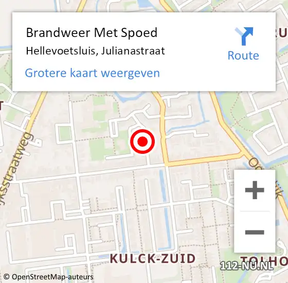 Locatie op kaart van de 112 melding: Brandweer Met Spoed Naar Hellevoetsluis, Julianastraat op 20 juni 2021 01:11
