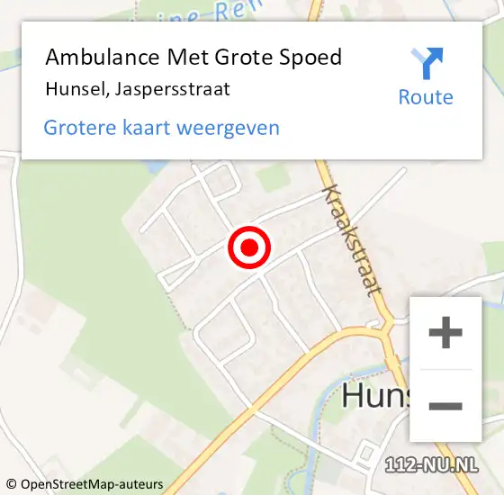 Locatie op kaart van de 112 melding: Ambulance Met Grote Spoed Naar Hunsel, Jaspersstraat op 13 juni 2014 19:32
