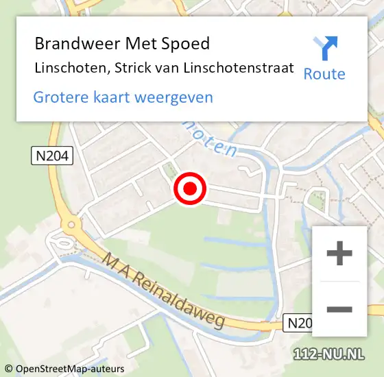 Locatie op kaart van de 112 melding: Brandweer Met Spoed Naar Linschoten, Strick van Linschotenstraat op 20 juni 2021 01:28