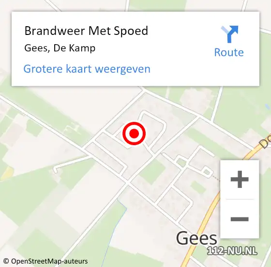 Locatie op kaart van de 112 melding: Brandweer Met Spoed Naar Gees, De Kamp op 20 juni 2021 01:32