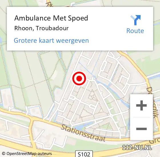 Locatie op kaart van de 112 melding: Ambulance Met Spoed Naar Rhoon, Troubadour op 20 juni 2021 01:36