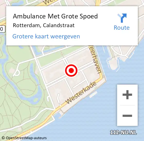 Locatie op kaart van de 112 melding: Ambulance Met Grote Spoed Naar Rotterdam, Calandstraat op 20 juni 2021 01:37