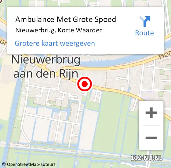 Locatie op kaart van de 112 melding: Ambulance Met Grote Spoed Naar Nieuwerbrug, Korte Waarder op 20 juni 2021 01:41