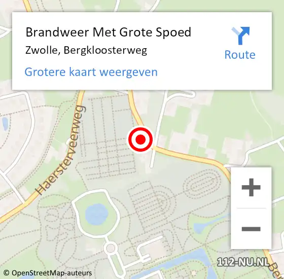 Locatie op kaart van de 112 melding: Brandweer Met Grote Spoed Naar Zwolle, Bergkloosterweg op 20 juni 2021 01:43