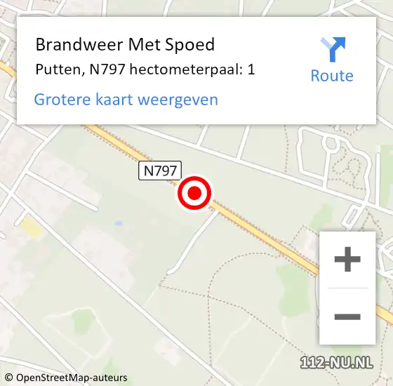 Locatie op kaart van de 112 melding: Brandweer Met Spoed Naar Putten, N797 hectometerpaal: 1 op 20 juni 2021 01:45