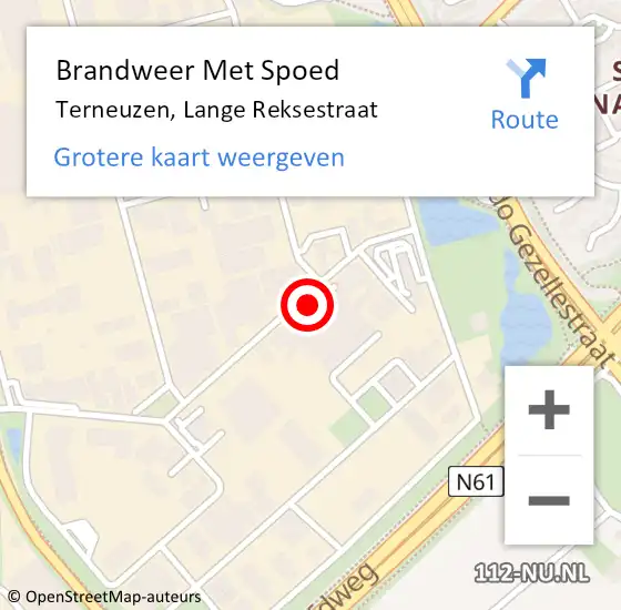 Locatie op kaart van de 112 melding: Brandweer Met Spoed Naar Terneuzen, Lange Reksestraat op 20 juni 2021 01:47