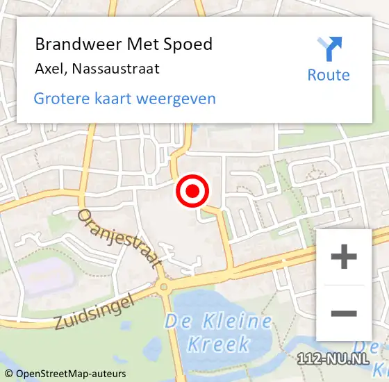 Locatie op kaart van de 112 melding: Brandweer Met Spoed Naar Axel, Nassaustraat op 20 juni 2021 01:55