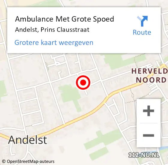 Locatie op kaart van de 112 melding: Ambulance Met Grote Spoed Naar Andelst, Prins Clausstraat op 20 juni 2021 02:03