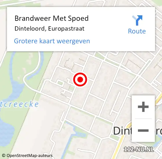 Locatie op kaart van de 112 melding: Brandweer Met Spoed Naar Dinteloord, Europastraat op 20 juni 2021 02:07
