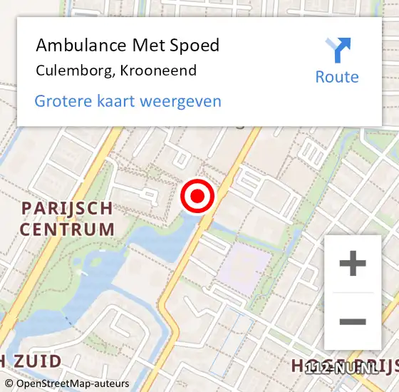 Locatie op kaart van de 112 melding: Ambulance Met Spoed Naar Culemborg, Krooneend op 20 juni 2021 02:09