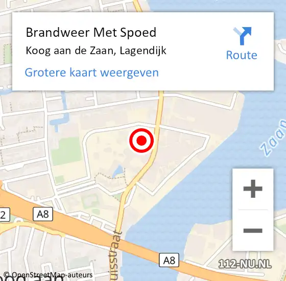 Locatie op kaart van de 112 melding: Brandweer Met Spoed Naar Koog aan de Zaan, Lagendijk op 20 juni 2021 02:09