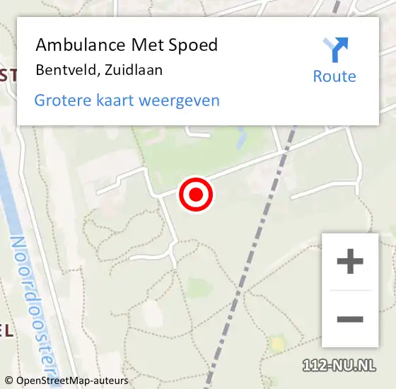 Locatie op kaart van de 112 melding: Ambulance Met Spoed Naar Bentveld, Zuidlaan op 20 juni 2021 02:20
