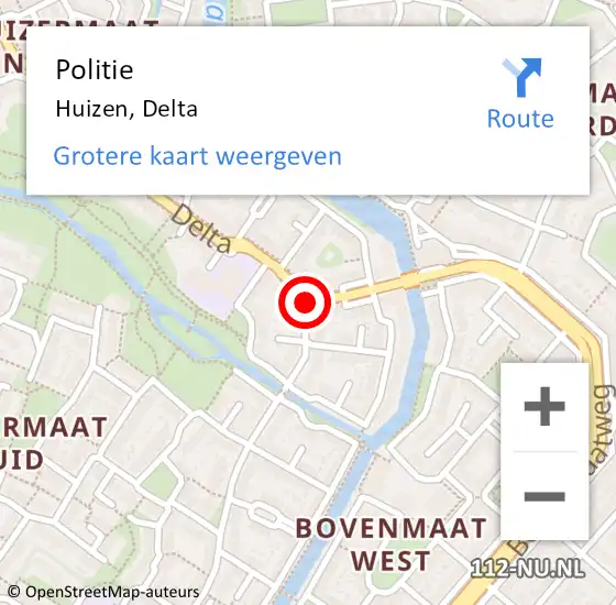Locatie op kaart van de 112 melding: Politie Huizen, Delta op 20 juni 2021 02:24