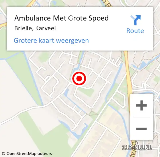 Locatie op kaart van de 112 melding: Ambulance Met Grote Spoed Naar Brielle, Karveel op 20 juni 2021 02:55