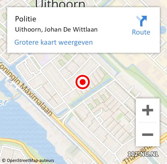 Locatie op kaart van de 112 melding: Politie Uithoorn, Johan De Wittlaan op 8 september 2013 14:20