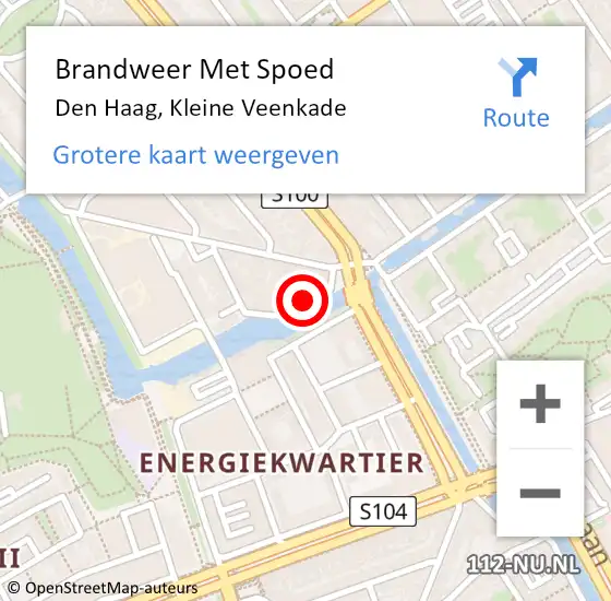 Locatie op kaart van de 112 melding: Brandweer Met Spoed Naar Den Haag, Kleine Veenkade op 20 juni 2021 03:17
