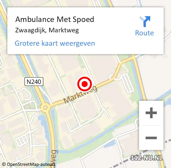 Locatie op kaart van de 112 melding: Ambulance Met Spoed Naar Zwaagdijk, Marktweg op 13 juni 2014 19:46