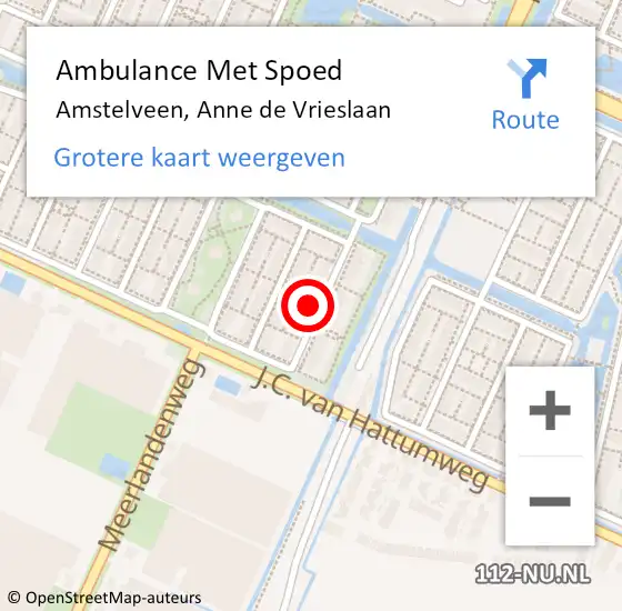 Locatie op kaart van de 112 melding: Ambulance Met Spoed Naar Amstelveen, Anne de Vrieslaan op 20 juni 2021 04:50