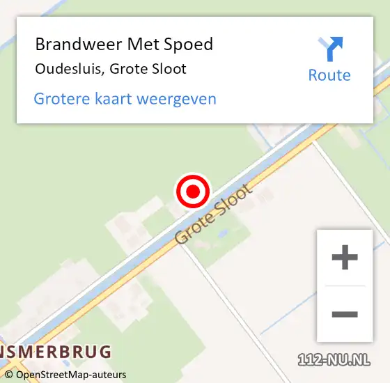 Locatie op kaart van de 112 melding: Brandweer Met Spoed Naar Oudesluis, Grote Sloot op 20 juni 2021 05:07