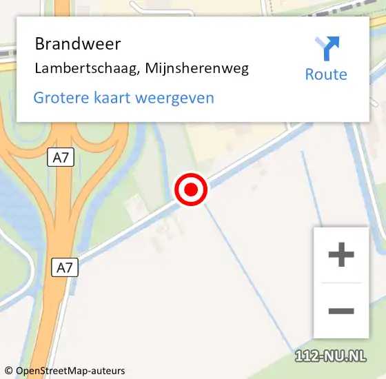 Locatie op kaart van de 112 melding: Brandweer Lambertschaag, Mijnsherenweg op 20 juni 2021 05:19