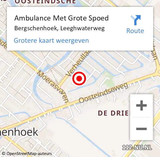 Locatie op kaart van de 112 melding: Ambulance Met Grote Spoed Naar Bergschenhoek, Leeghwaterweg op 20 juni 2021 05:42