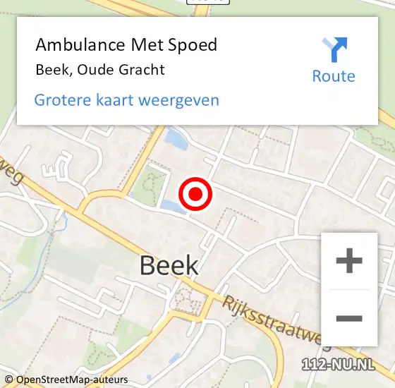 Locatie op kaart van de 112 melding: Ambulance Met Spoed Naar Beek, Oude Gracht op 20 juni 2021 06:32