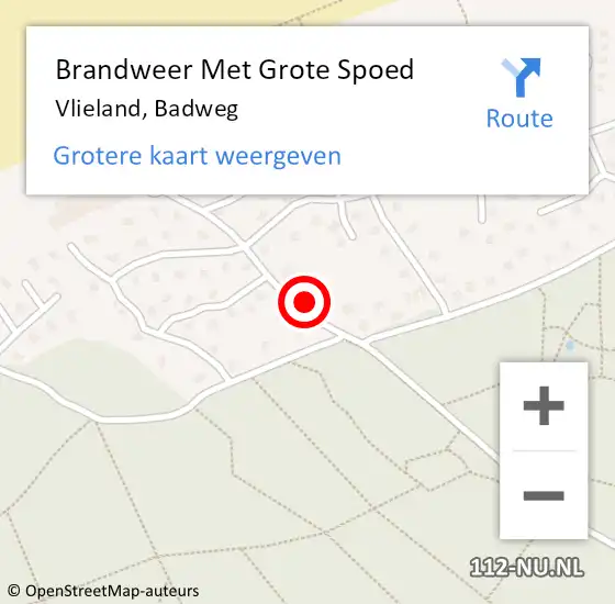 Locatie op kaart van de 112 melding: Brandweer Met Grote Spoed Naar Vlieland, Badweg op 20 juni 2021 06:56