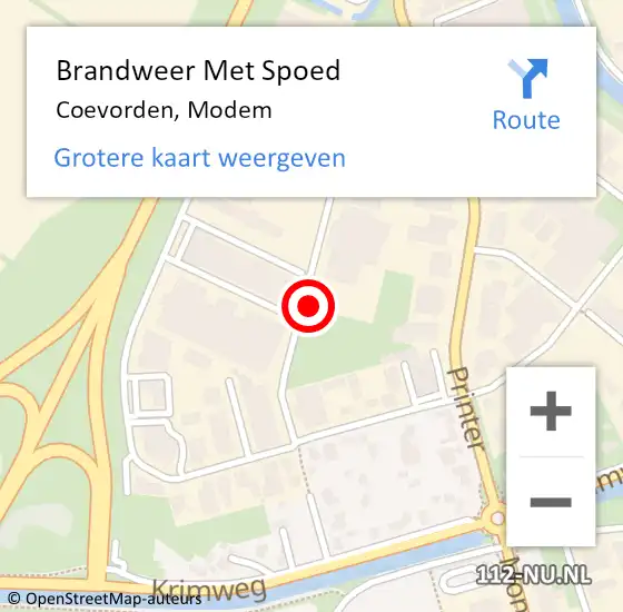 Locatie op kaart van de 112 melding: Brandweer Met Spoed Naar Coevorden, Modem op 20 juni 2021 08:36