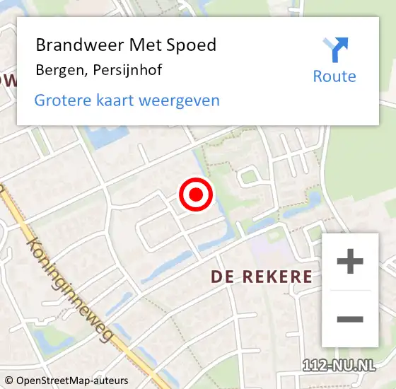 Locatie op kaart van de 112 melding: Brandweer Met Spoed Naar Bergen, Persijnhof op 20 juni 2021 08:40