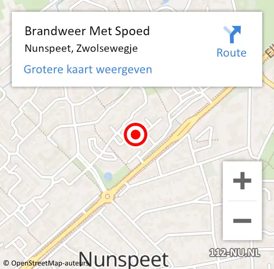 Locatie op kaart van de 112 melding: Brandweer Met Spoed Naar Nunspeet, Zwolsewegje op 20 juni 2021 08:45