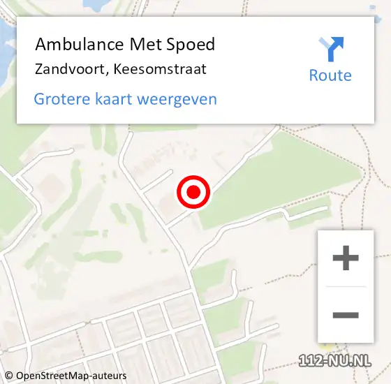 Locatie op kaart van de 112 melding: Ambulance Met Spoed Naar Zandvoort, Keesomstraat op 20 juni 2021 08:52