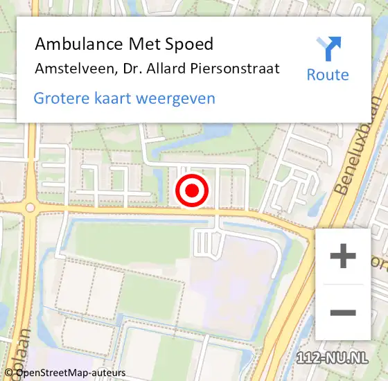 Locatie op kaart van de 112 melding: Ambulance Met Spoed Naar Amstelveen, Dr. Allard Piersonstraat op 20 juni 2021 08:55