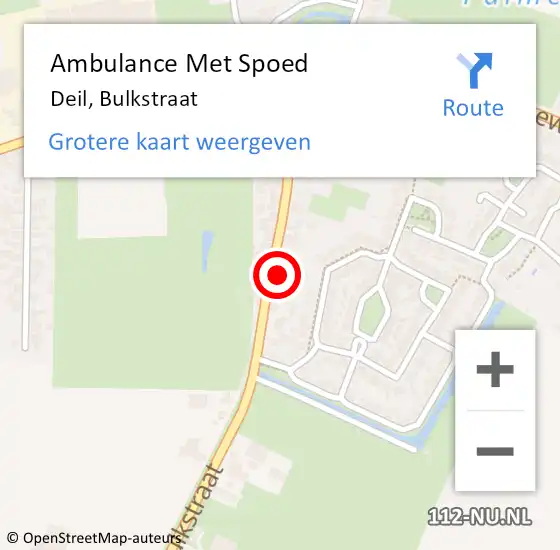Locatie op kaart van de 112 melding: Ambulance Met Spoed Naar Deil, Bulkstraat op 20 juni 2021 09:01