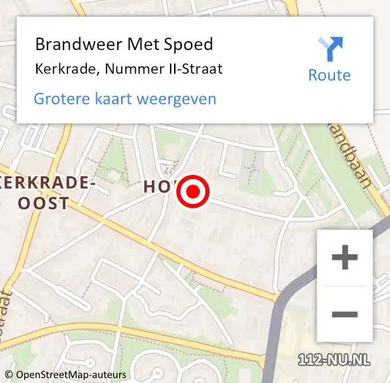 Locatie op kaart van de 112 melding: Brandweer Met Spoed Naar Kerkrade, Nummer II-Straat op 20 juni 2021 09:04