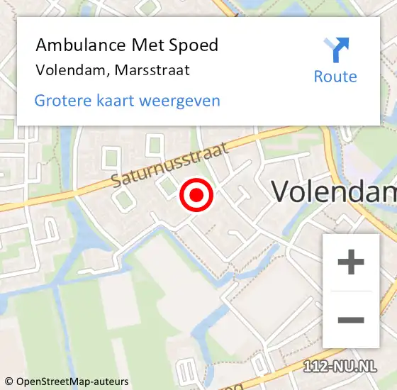 Locatie op kaart van de 112 melding: Ambulance Met Spoed Naar Volendam, Marsstraat op 20 juni 2021 09:11