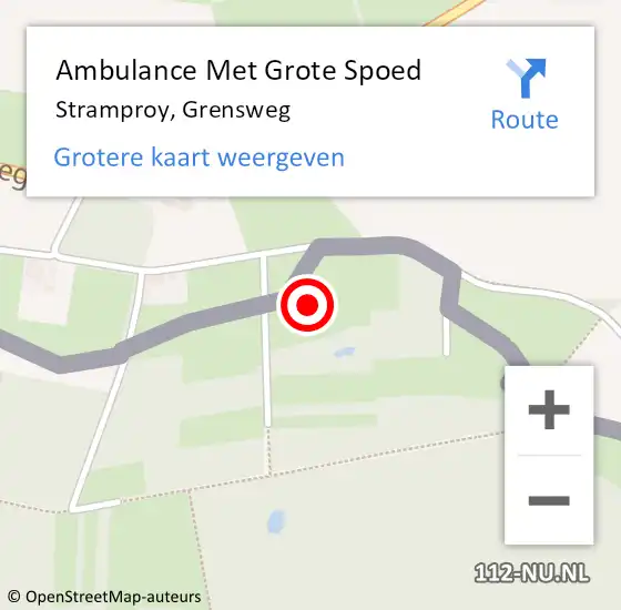 Locatie op kaart van de 112 melding: Ambulance Met Grote Spoed Naar Stramproy, Grensweg op 20 juni 2021 09:27