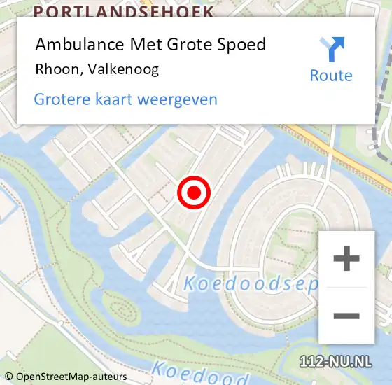 Locatie op kaart van de 112 melding: Ambulance Met Grote Spoed Naar Rhoon, Valkenoog op 20 juni 2021 09:29