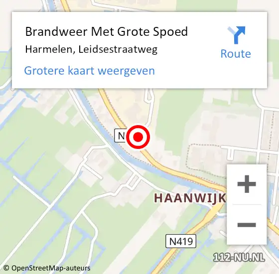 Locatie op kaart van de 112 melding: Brandweer Met Grote Spoed Naar Harmelen, Leidsestraatweg op 20 juni 2021 10:12