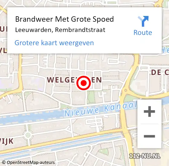 Locatie op kaart van de 112 melding: Brandweer Met Grote Spoed Naar Leeuwarden, Rembrandtstraat op 20 juni 2021 10:25