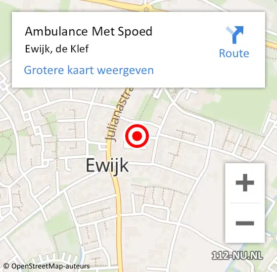 Locatie op kaart van de 112 melding: Ambulance Met Spoed Naar Ewijk, de Klef op 20 juni 2021 10:39