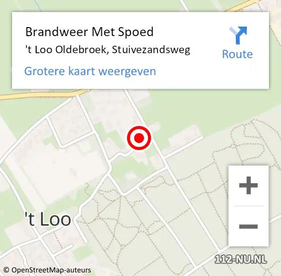 Locatie op kaart van de 112 melding: Brandweer Met Spoed Naar 't Loo Oldebroek, Stuivezandsweg op 20 juni 2021 10:53