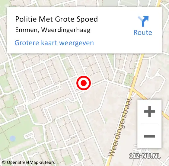 Locatie op kaart van de 112 melding: Politie Met Grote Spoed Naar Emmen, Weerdingerhaag op 20 juni 2021 11:02