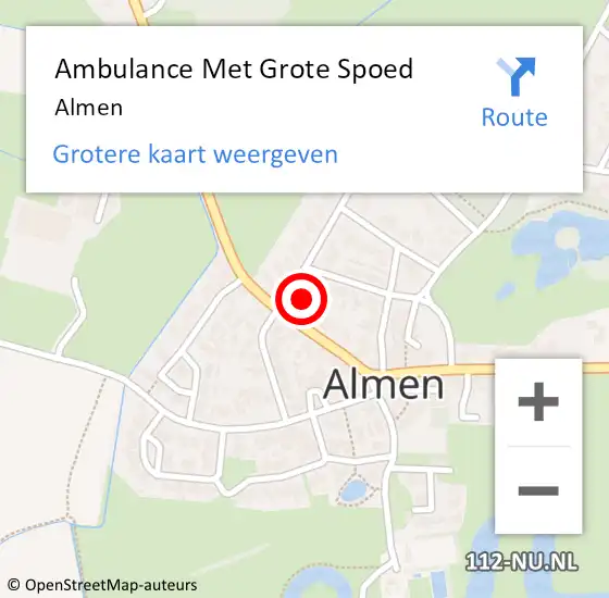 Locatie op kaart van de 112 melding: Ambulance Met Grote Spoed Naar Almen op 20 juni 2021 11:27