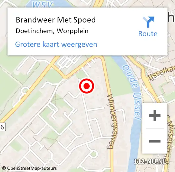 Locatie op kaart van de 112 melding: Brandweer Met Spoed Naar Doetinchem, Worpplein op 20 juni 2021 11:28